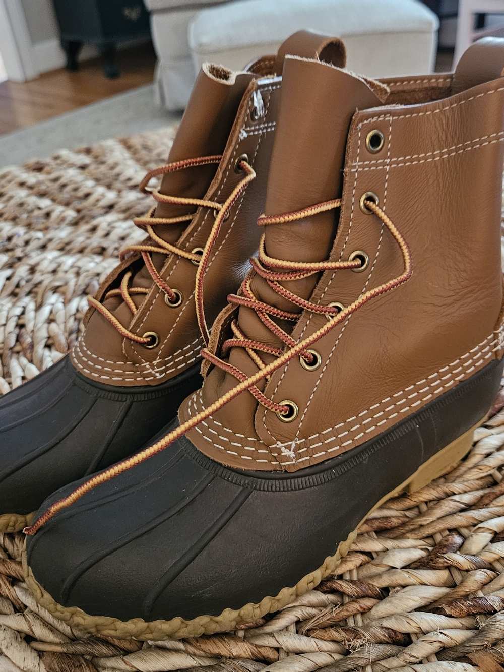 L.L. Bean Boots Two-Tone Brown and Dark Brown Waterproof Duck Boots 8 Inch